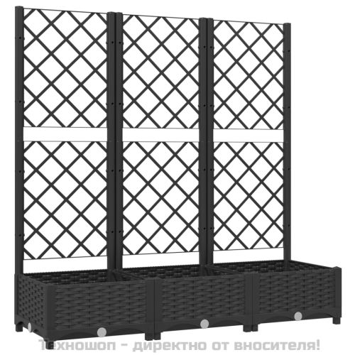 Градинска саксия с решетка, черна, 120x40x121,5 см, полипропилен