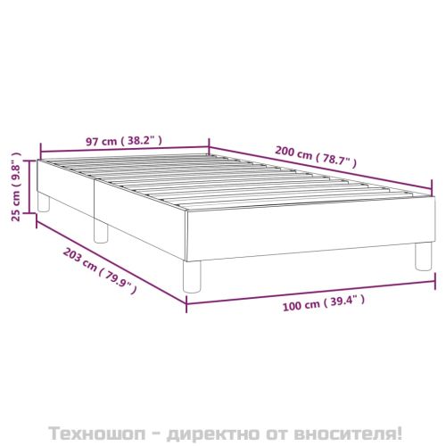 Рамка за легло с пружини, Синьо, 100x200 см, плат