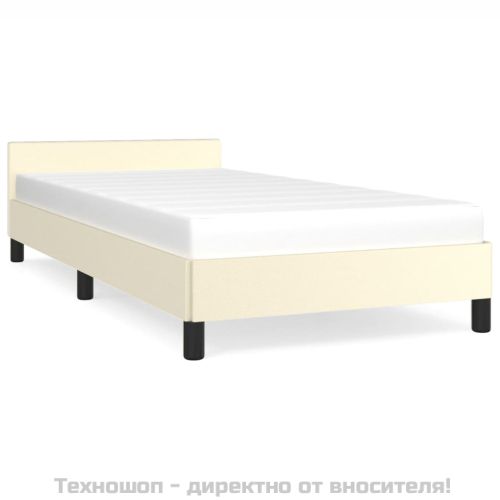 Рамка за легло с табла без матрак, кремава, 90x200 см