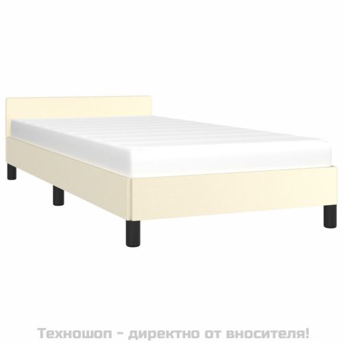 Рамка за легло с табла без матрак, кремава, 90x200 см