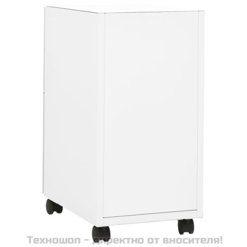 Мобилен офис шкаф, бял, 30x45x59 см, стомана