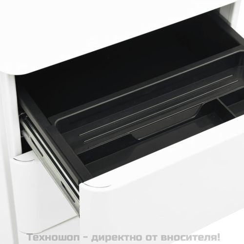 Мобилен офис шкаф, бял, 30x45x59 см, стомана