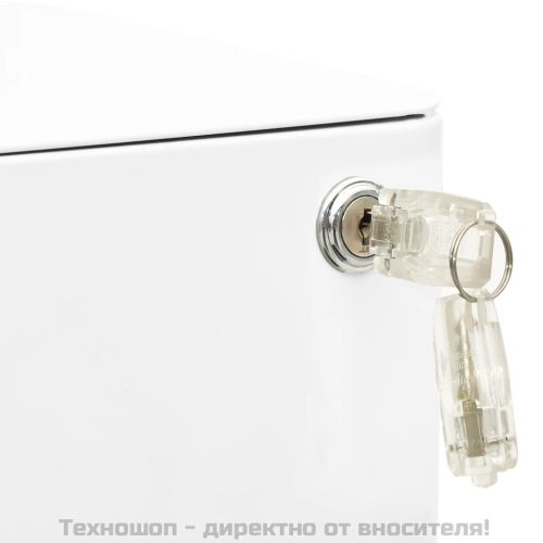 Мобилен офис шкаф, бял, 30x45x59 см, стомана