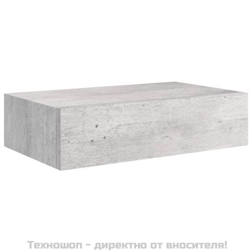 Стенни рафтове с чекмеджета 2 бр бетонно сив 40x23,5x10 см МДФ