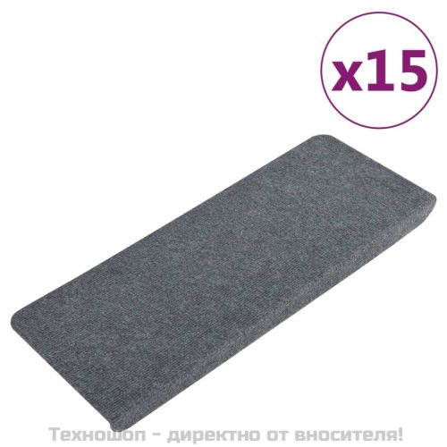 Самозалепващи стелки за стълби, 15 бр, 65x24,5x3,5 см, сиви