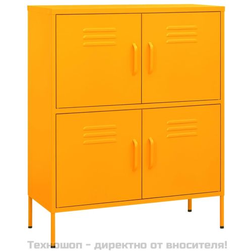 Шкаф за съхранение, горчица, 80х35х101,5 см, стомана