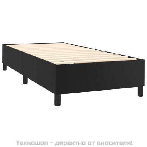 Рамка за легло с пружини, черна, 80x200 см, изкуствена кожа
