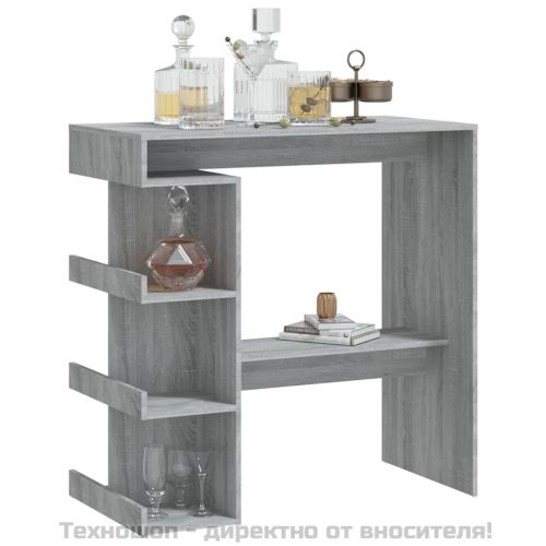 Бар маса с шкаф за съхранение, сив сонома, 100x50x101,5 см