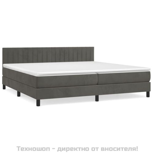 Боксспринг легло с матрак, тъмносиво, 200x200 см, кадифе