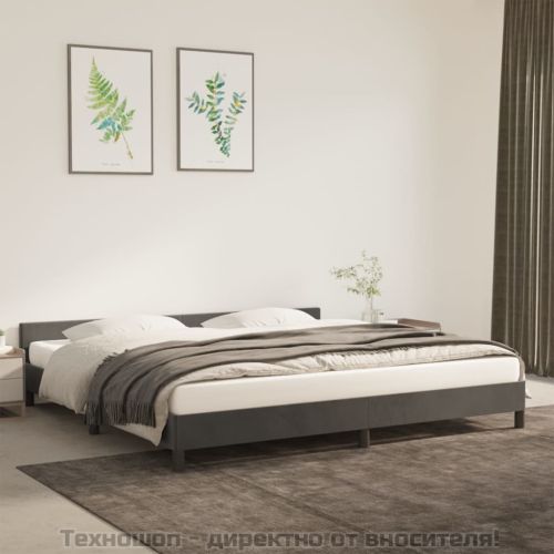 Рамка за легло без матрак, тъмносива, 200x200 см, кадифе