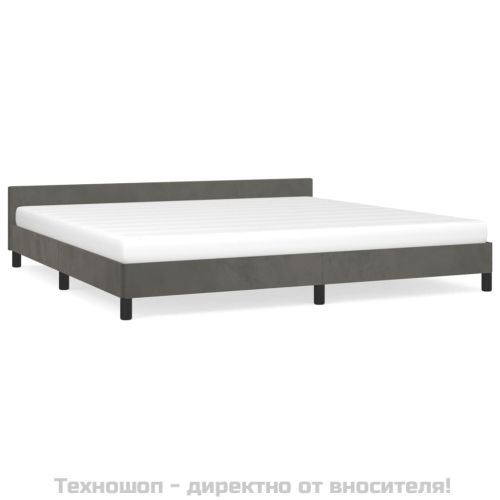 Рамка за легло без матрак, тъмносива, 200x200 см, кадифе