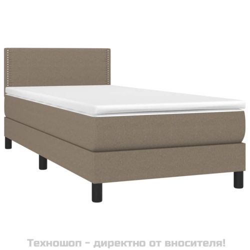 Боксспринг легло с матрак, таупе, 90x200 см, плат