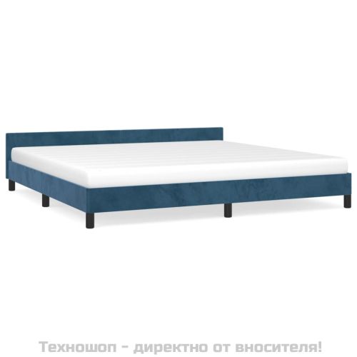 Рамка за легло без матрак, тъмносиня, 200x200 см, кадифе