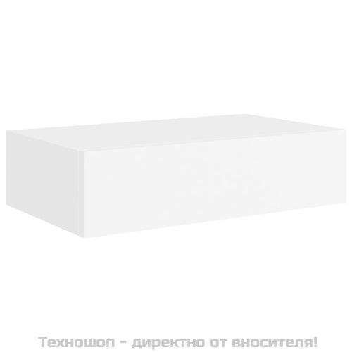 Стенни рафтове с чекмеджета, 2 бр, бели, 40x23,5x10 см, МДФ