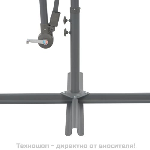 Конзолен градински чадър с LED и стоманен стълб 300 см антрацит