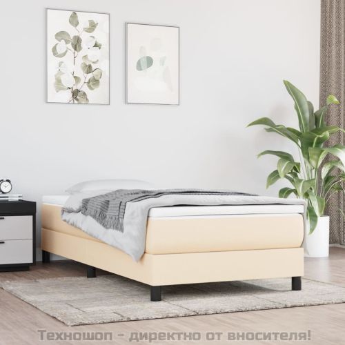 Рамка за легло с пружини, кремава, 100x200 см, плат