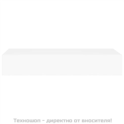 Стенен рафт с чекмедже, бял, 60x23,5x10 см, МДФ