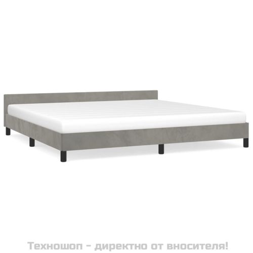 Рамка за легло без матрак, светлосива, 200x200 см, кадифе