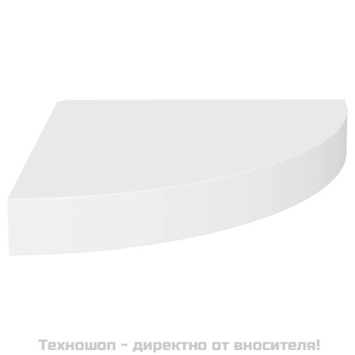 Окачен ъглов рафт, бял, 25x25x3,8 см, МДФ