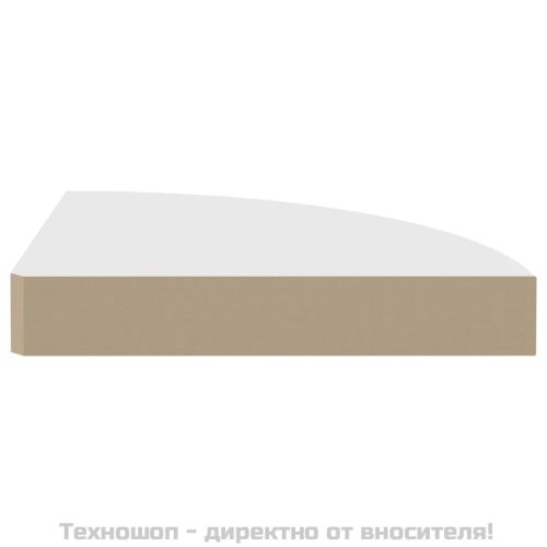 Окачен ъглов рафт, бял, 25x25x3,8 см, МДФ
