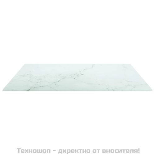 Плот за маса бял 70x70см 6мм закалено стъкло с мраморен дизайн