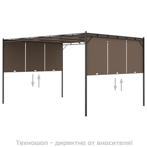 Градинска шатра със странична завеса, 4x3x2,25 м, таупе