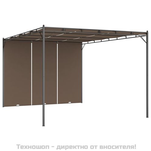 Градинска шатра със странична завеса, 4x3x2,25 м, таупе