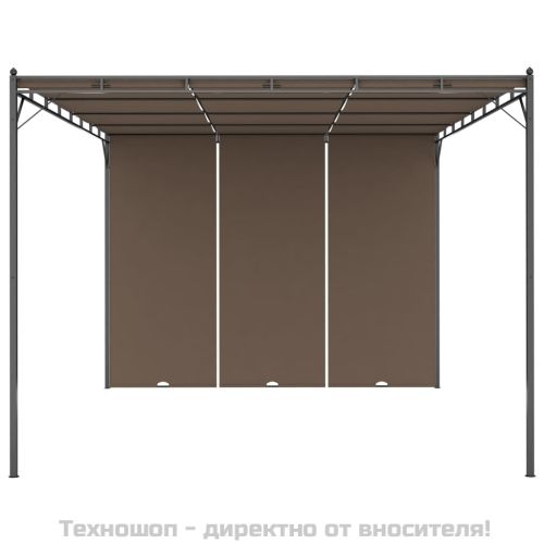 Градинска шатра със странична завеса, 4x3x2,25 м, таупе
