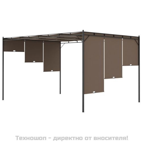 Градинска шатра със странична завеса, 4x3x2,25 м, таупе