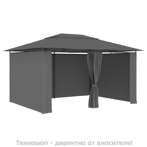 Градинска шатра със завеси, 4x3 м, антрацит
