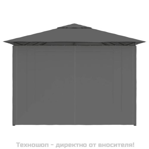 Градинска шатра със завеси, 4x3 м, антрацит