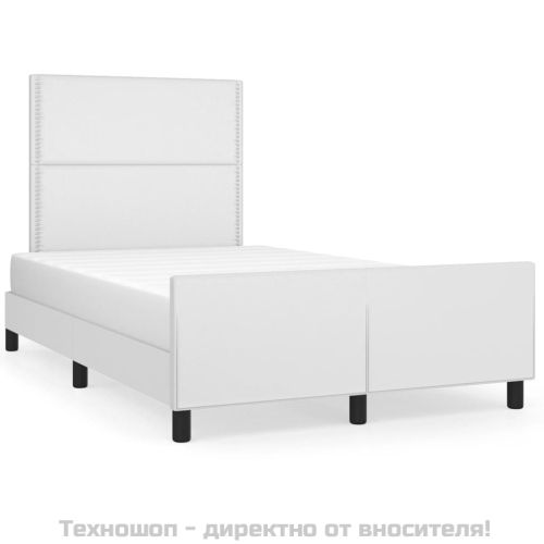 Рамка за легло с табла, бяла, 120x200 см, изкуствена кожа