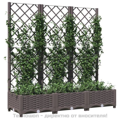Градинска саксия с решетка, кафява, 120x40x121,5 см, полипропилен