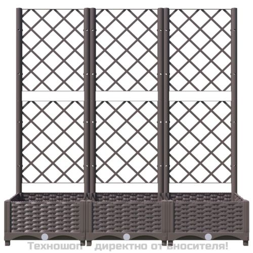 Градинска саксия с решетка, кафява, 120x40x121,5 см, полипропилен