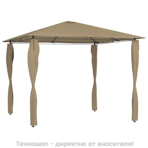 Шатра с покривала на стълбовете, 3x3x2,6 м, таупе, 160 г/м²