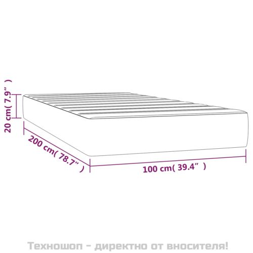 Матрак за легло с покет пружини средна твърдост светлосив 100x200x20 см плат