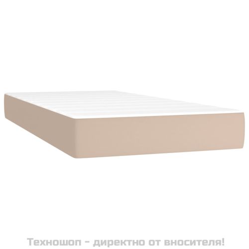 Матрак с покет пружини средна твърдост капучино 90x200x20 см изкуствена кожа