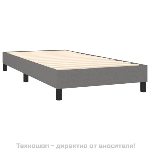 Боксспринг легло с матрак, тъмносиво, 90x200 см, плат