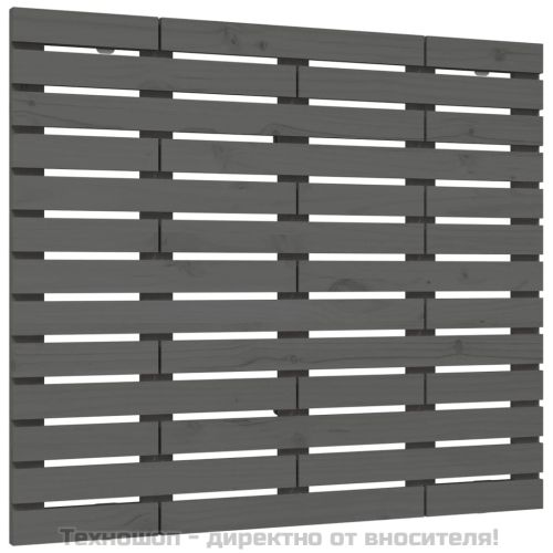 Стенна табла за спалня, сива, 141x3x91,5 см, борово дърво масив