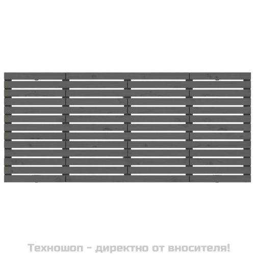 Стенна табла за спалня, сива, 156x3x91,5 см, борово дърво масив