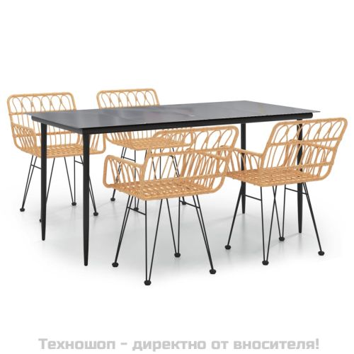 Градински трапезен комплект от 5 части, полиратан