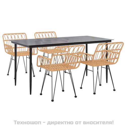 Градински трапезен комплект от 5 части, полиратан