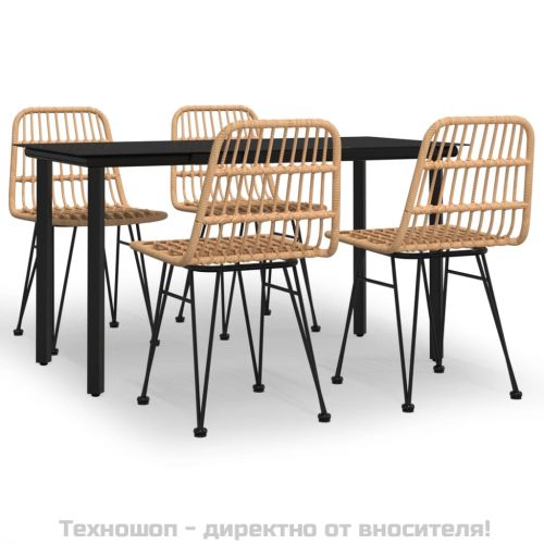 Градински трапезен комплект от 5 части, полиратан