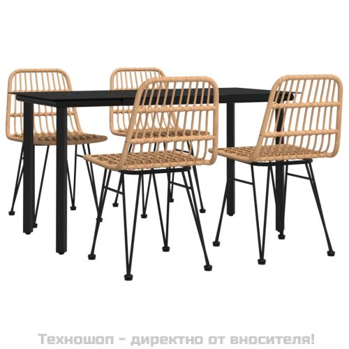 Градински трапезен комплект от 5 части, полиратан