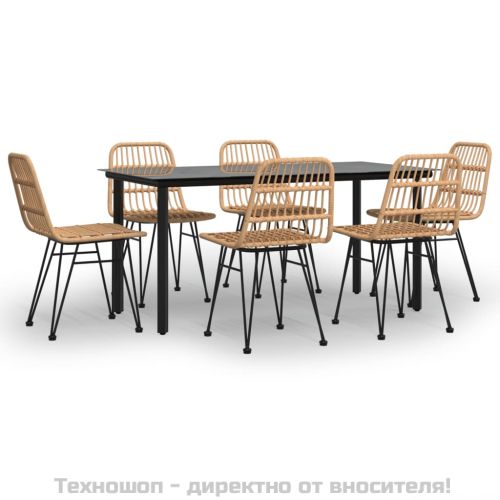 Градински трапезен комплект от 7 части, полиратан