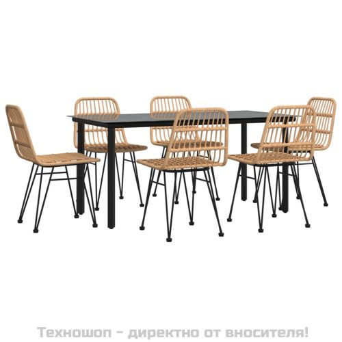 Градински трапезен комплект от 7 части, полиратан