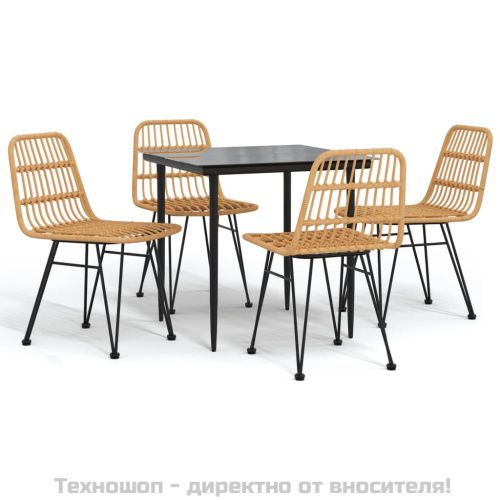 Градински трапезен комплект от 5 части, полиратан