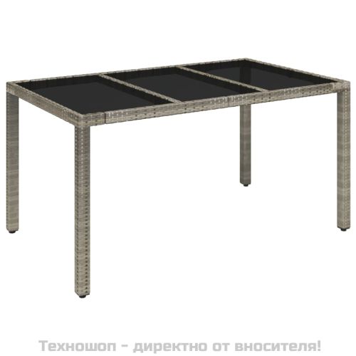 Градински трапезен комплект 7 части с възглавници сив полиратан