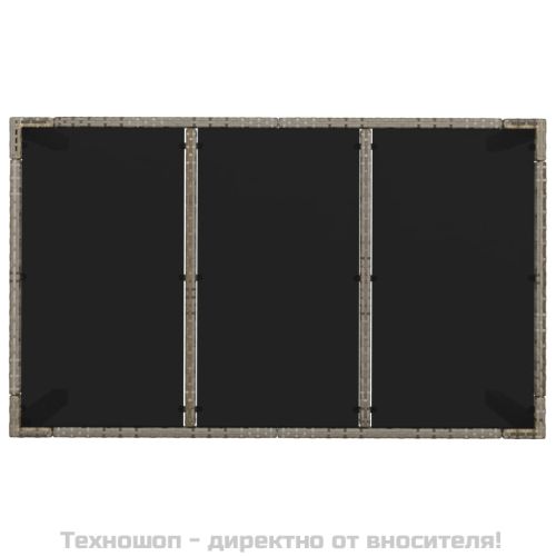Градински трапезен комплект 7 части с възглавници сив полиратан