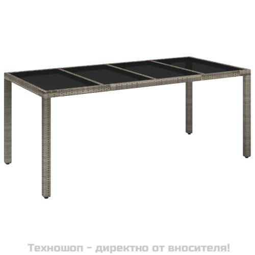 Градински трапезен комплект 7 части с възглавници сив полиратан